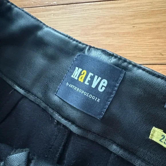 Anthropologie Black Wide Leg Faux Leather Pants - Picture 3 of 9